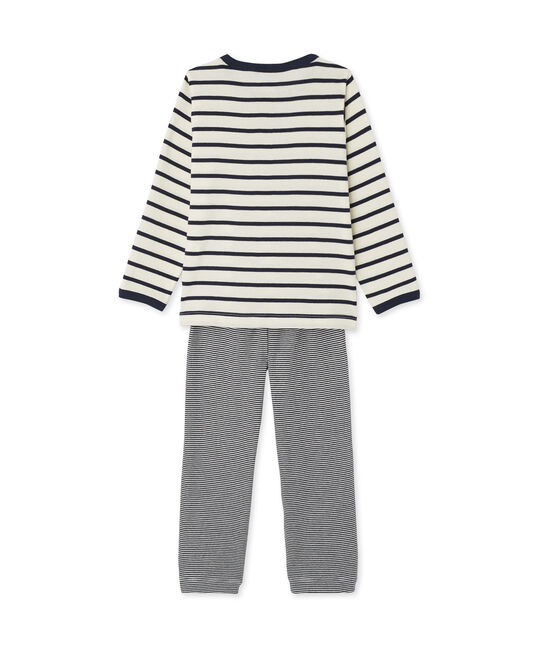 Pigiama per bambino 3 pezzi beige COQUILLE/blu SMOKING