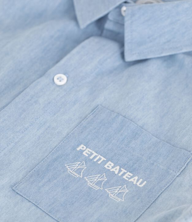 Camicia a maniche corte in cotone bambino blu
