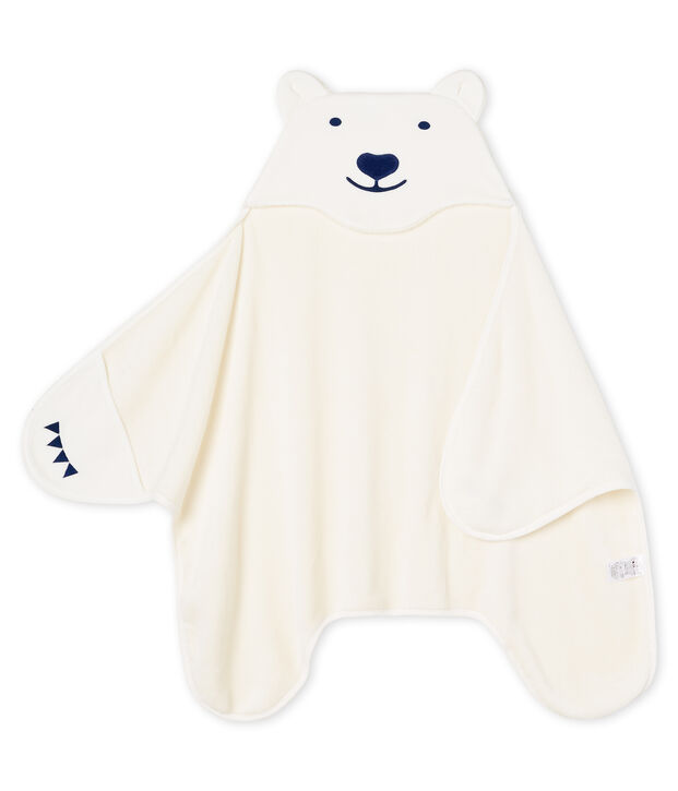 Mantella/plaid bambino in pile bianco/blu