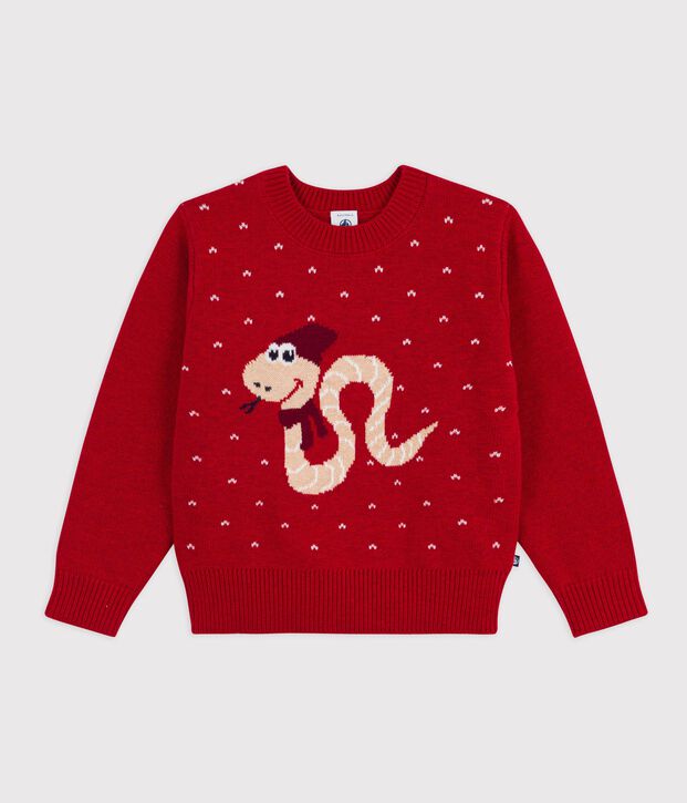 Maglione in misto lana e cotone jacquard bambino rosso