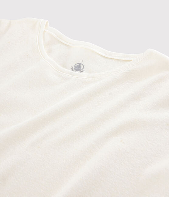 T-shirt in cotone/lino tinta unita Donna bianco MARSHMALLOW