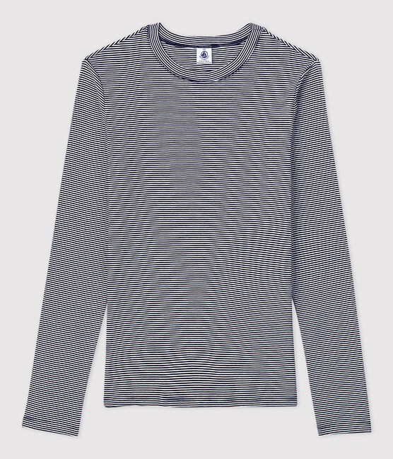 T-shirt L'ICONIQUE girocollo in cotone Donna blu SMOKING/bianco MARSHMALLOW