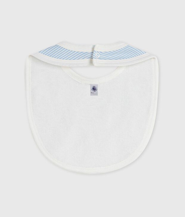 Bavaglino nascita in cotone a righe blu/bianco
