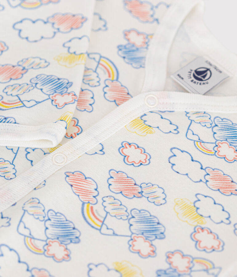 Pigiama beb&egrave; senza piedi in cotone bianco/multicolore