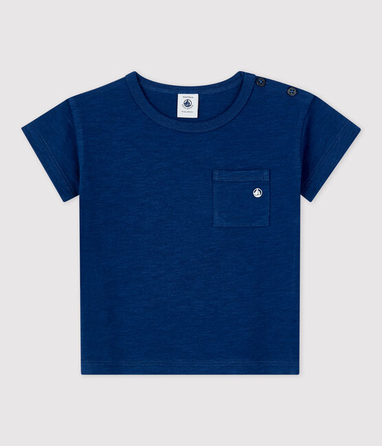 T-shirt bebè tinta unita a maniche corte in jersey blu MEDIEVAL