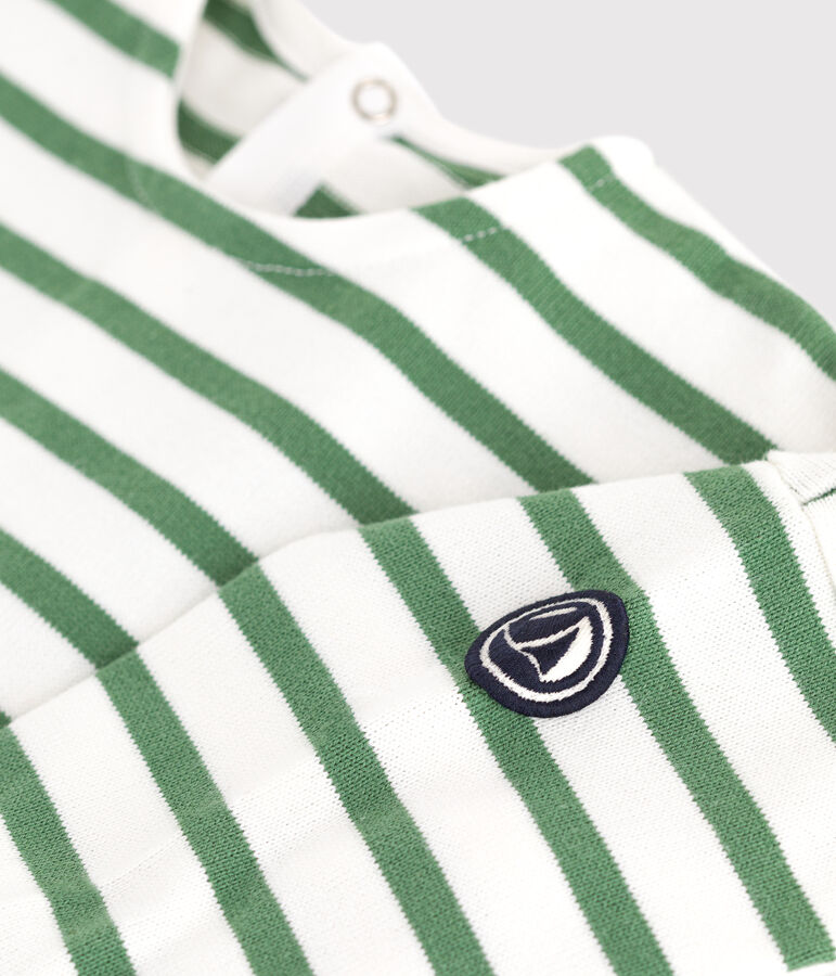 Top da marinaio per neonati in cotone spesso bianco/verde
