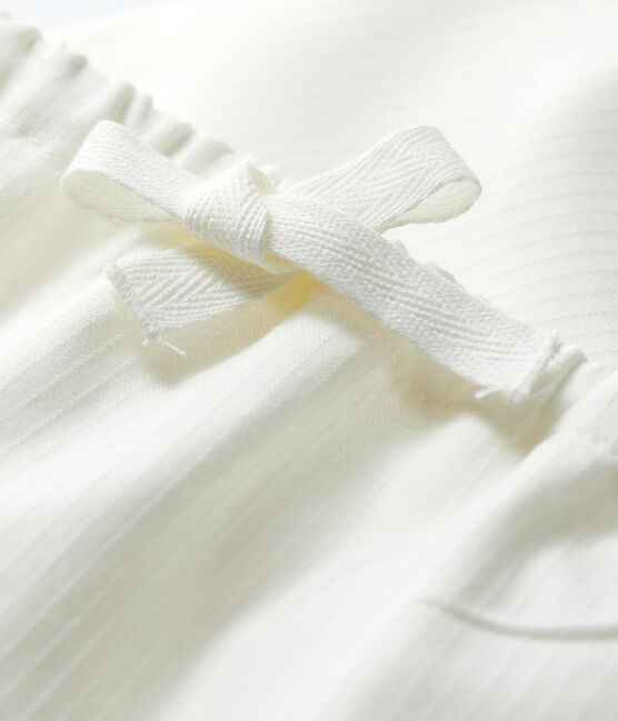 Pantaloni bianchi bebè in popeline di cotone biologico bianco MARSHMALLOW