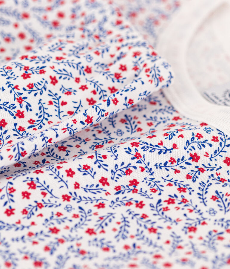 Pigiama a fiori in cotone bambina bianco/multicolore