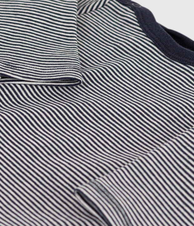 Body a t-shirt in cotone beb&egrave; blu/bianco