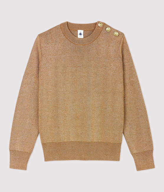 Pull marinaro in cotone dorato Donna marrone BRINDILLE/giallo DORE