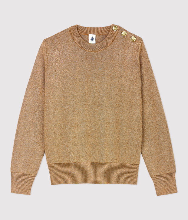 Pull marinaro in cotone dorato Donna marrone/giallo