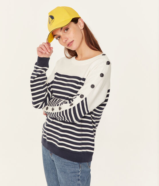 Pull marinaro donna blu SMOKING/bianco MARSHMALLOW