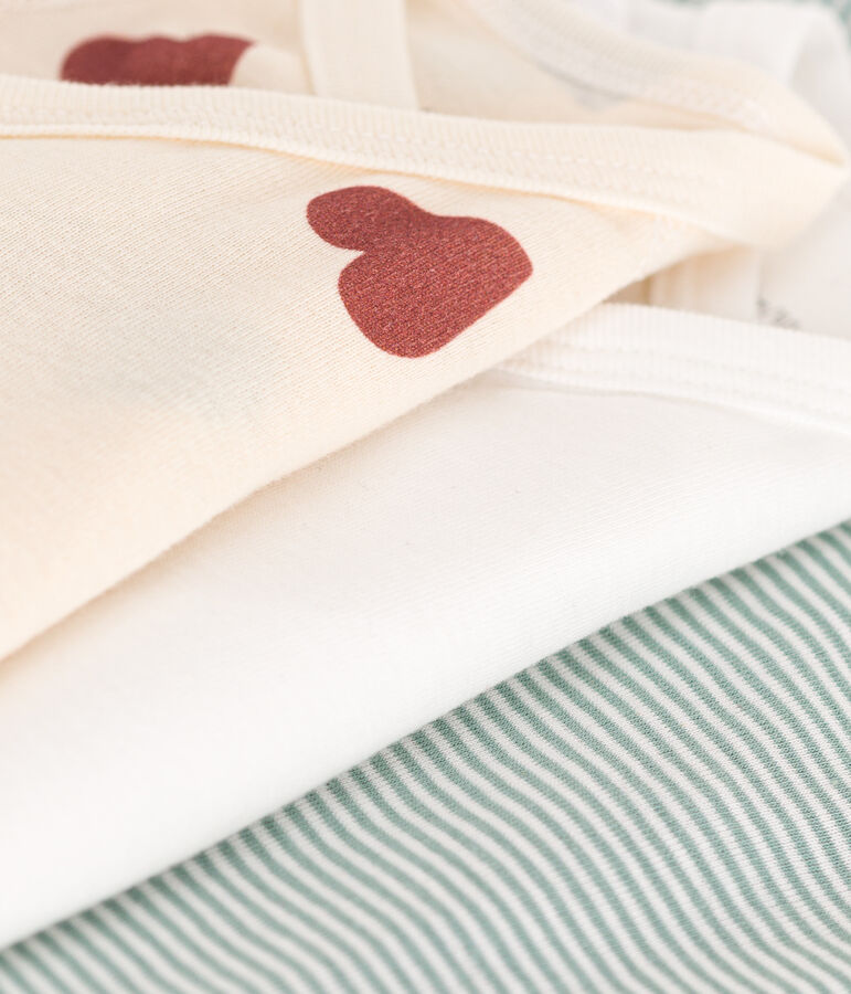 Confezione da 3 body incrociati a maniche corte in cotone beb&egrave; multicolore