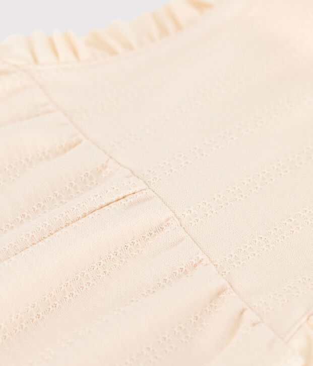 Tutina lunga beb&egrave; in jersey punto fantasia ecru