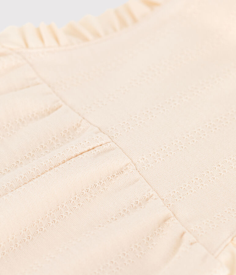 Tutina lunga beb&egrave; in jersey punto fantasia ecru