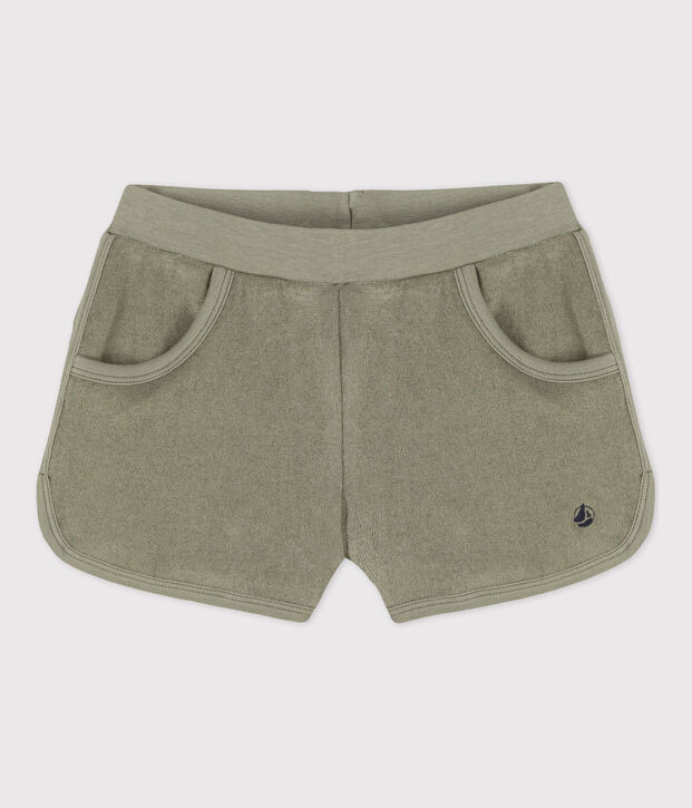Shorts in spugna bambina verde
