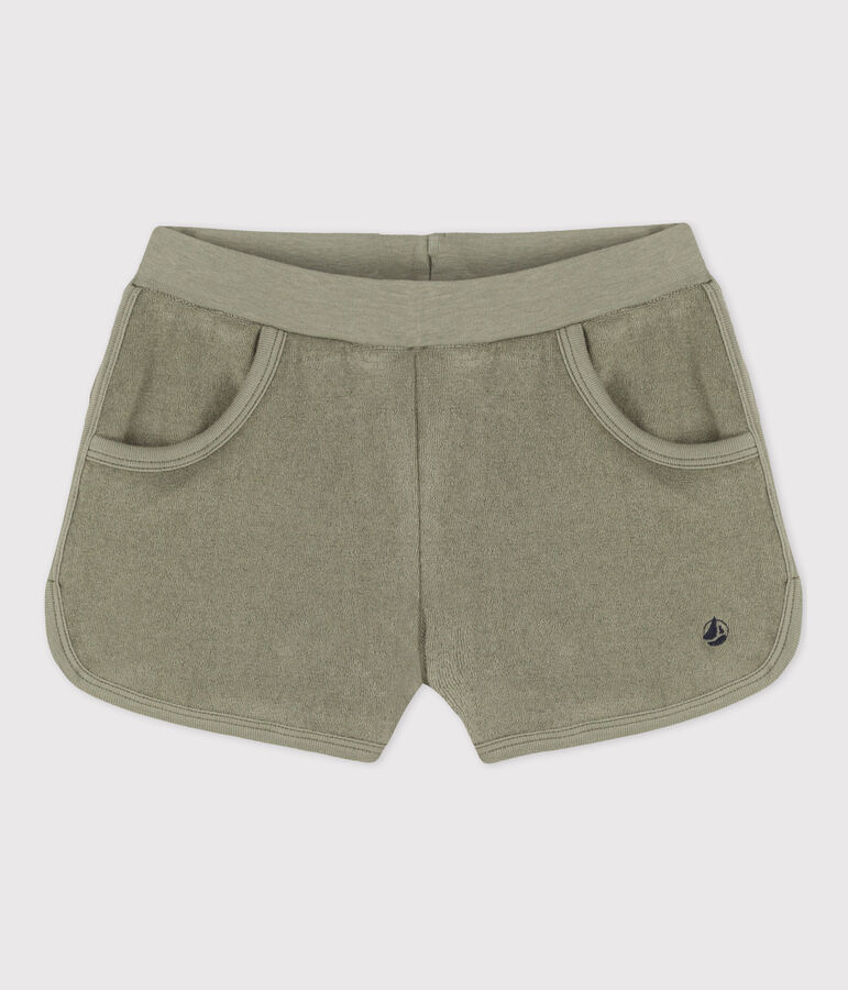 Shorts in spugna bambina verde MARECAGE