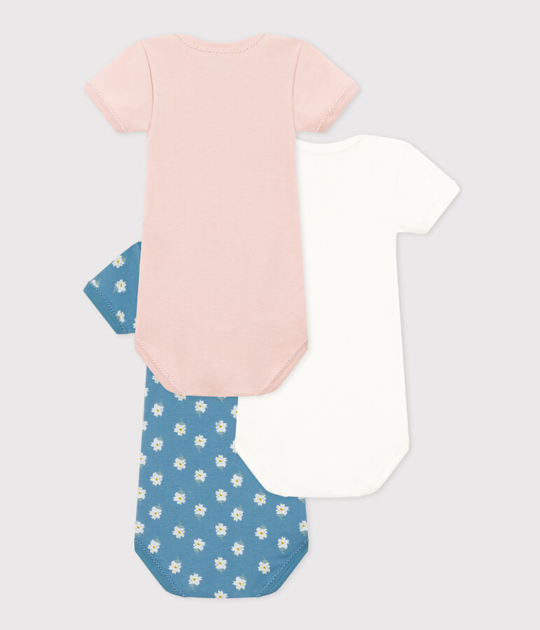 Confezione da 3 body beb&egrave; manica corta a fiori in cotone variante 1