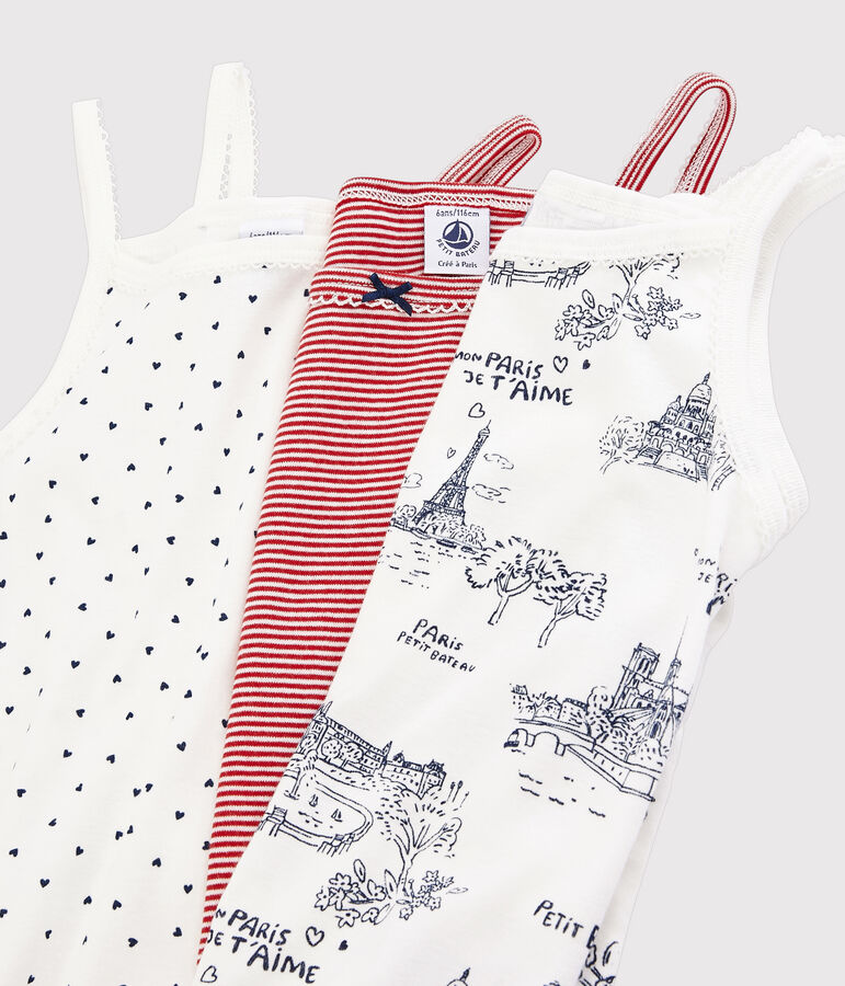 Confezione da 3 canottiere con spalline fantasia Parigi bambina multicolore