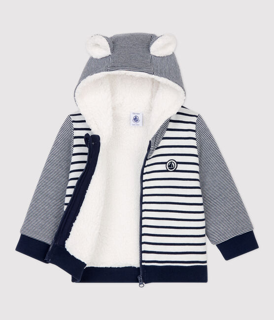 Teddy in sherpa bebè. bianco MARSHMALLOW/blu SMOKING