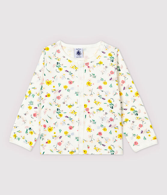 Cardigan in cotone bebè femmina. bianco MARSHMALLOW/bianco MULTICO