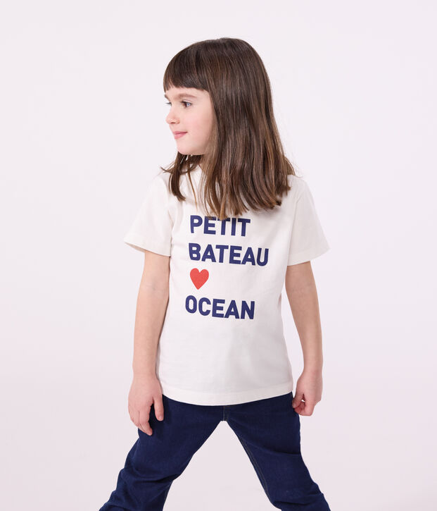 T-shirt a maniche corte in cotone con stampa bambino unisex bianco