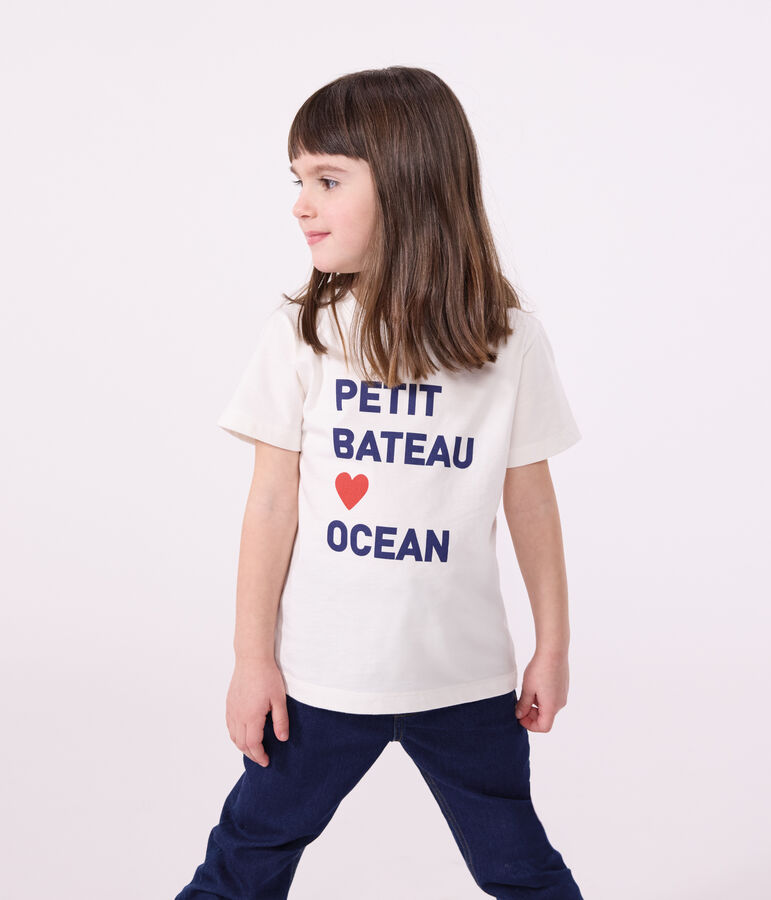 T-shirt a maniche corte in cotone con stampa bambino unisex bianco MARSHMALLOW