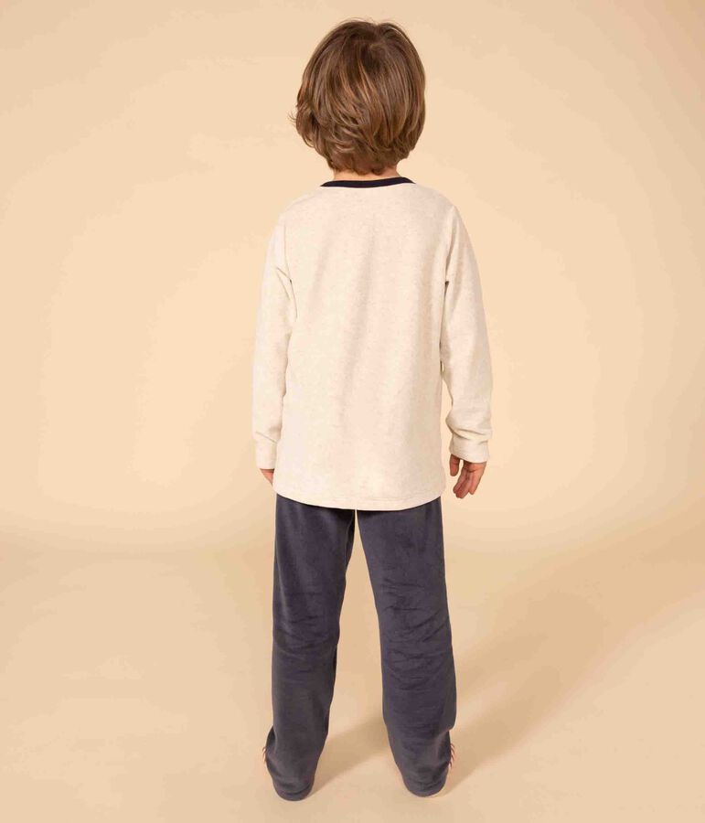 Pigiama bambino unisex in ciniglia blu SMOKING/bianco MULTICO