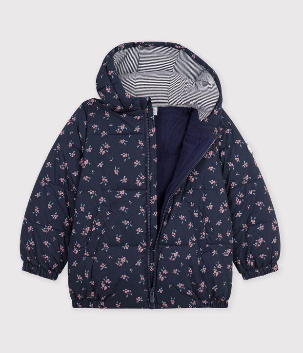 Piumino con stampa a cuori bambina blu/multicolore
