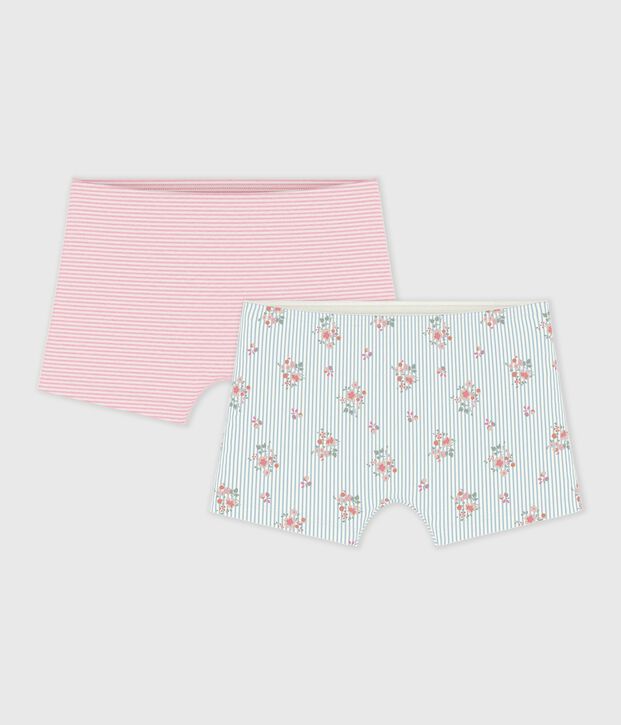 Set di shorty lunghi in cotone con stampa a fiori bambina multicolore