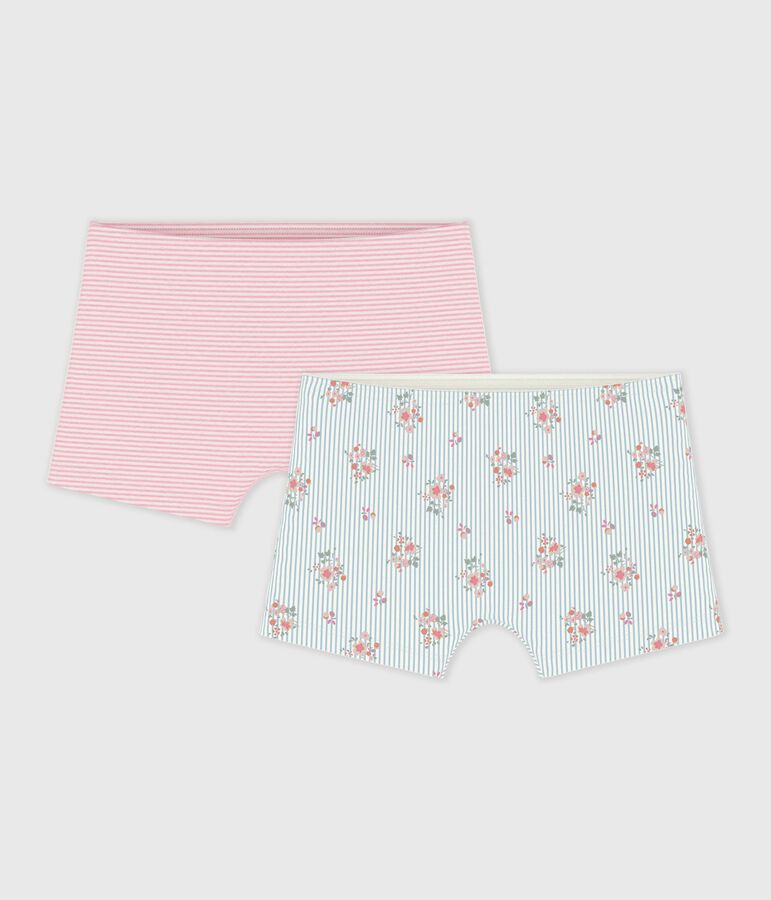 Set di shorty lunghi in cotone con stampa a fiori bambina multicolore