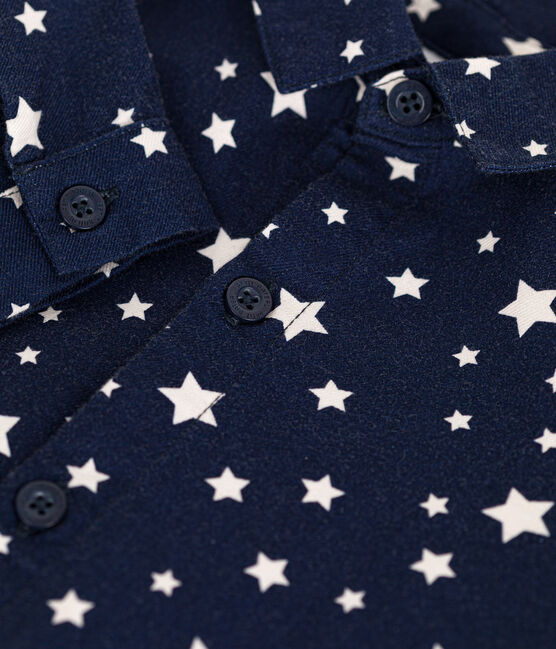 Camicia in flanella neonato blu MEDIEVAL/bianco MARSHMALLOW