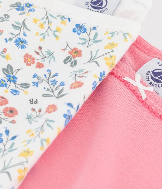Confezione da 2 canottiere con spalline a fiori bambina in cotone multicolore