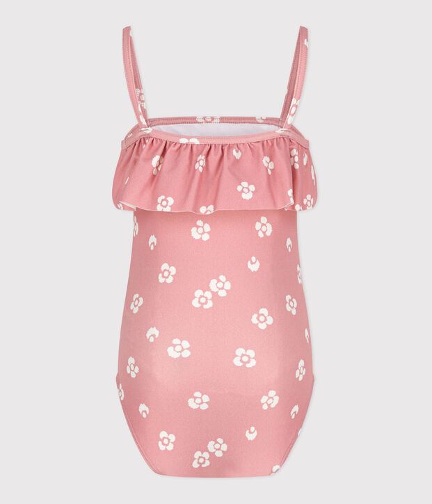 Costume da bagno intero a fiori bambina rosa/bianco