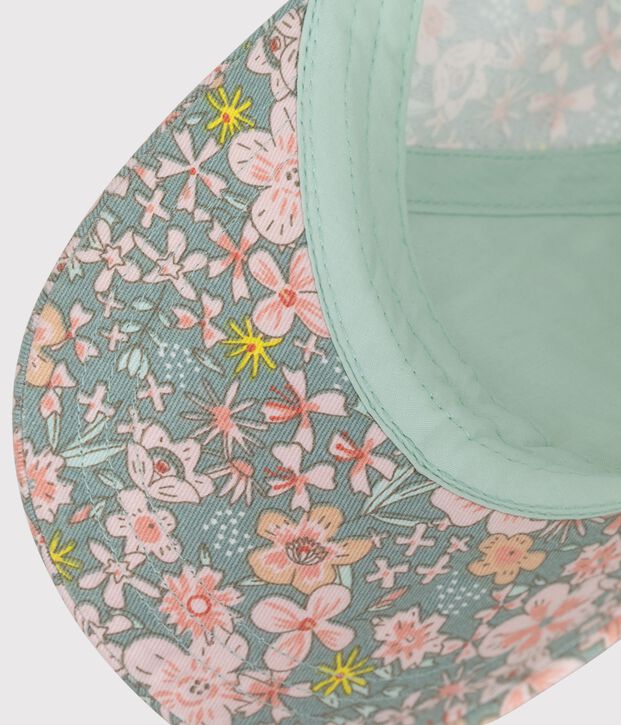Berretto in serge con stampa a fiori bambina blu/multicolore