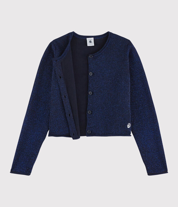 Cardigan in cotone bambina blu
