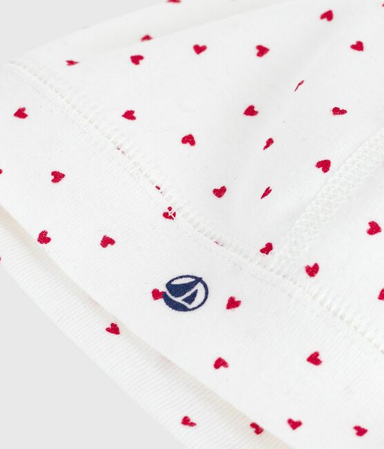 Cuffietta nascita in cotone con stampa a cuori bianco MARSHMALLOW/rosso TERKUIT