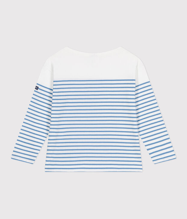 Marini&egrave;re a maniche lunghe in cotone bambino bianco/blu