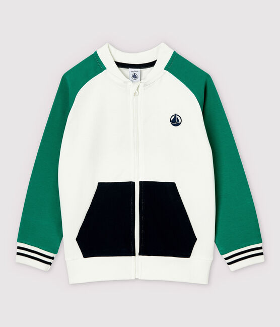 Cardigan in molleton bambino bianco MARSHMALLOW/bianco MULTICO