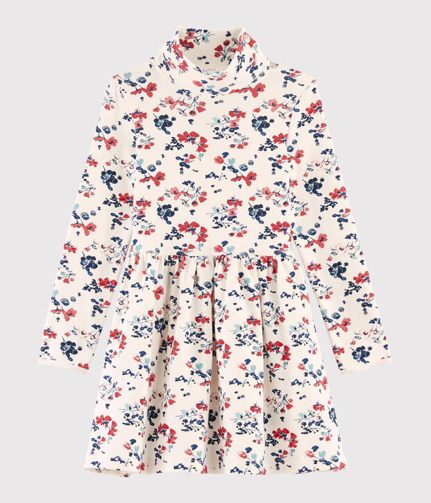 Abito maniche lunghe bambina bianco/multicolore