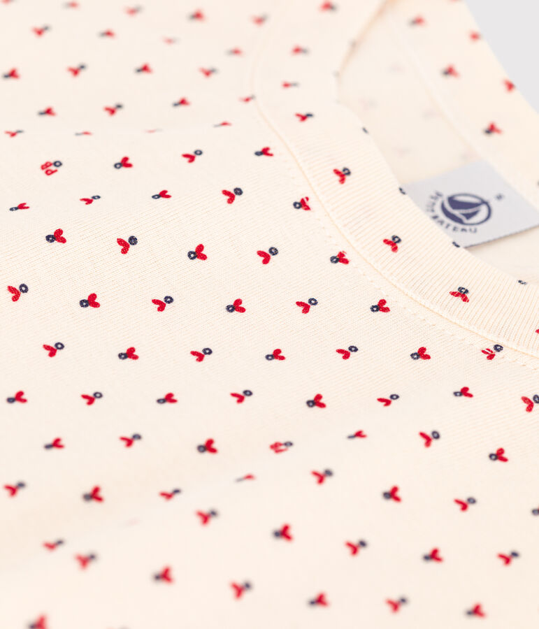 T-shirt L'ICONIQUE girocollo in cotone Donna ecru/rosso/multicolore