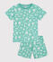 Pigiama corto in cotone con stampa bambino verde ALOEVERA/bianco MARSHMALLOW