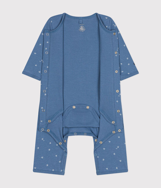 Bodyjama senza piedi in cotone blu BEACH/ MARSHMALLOW