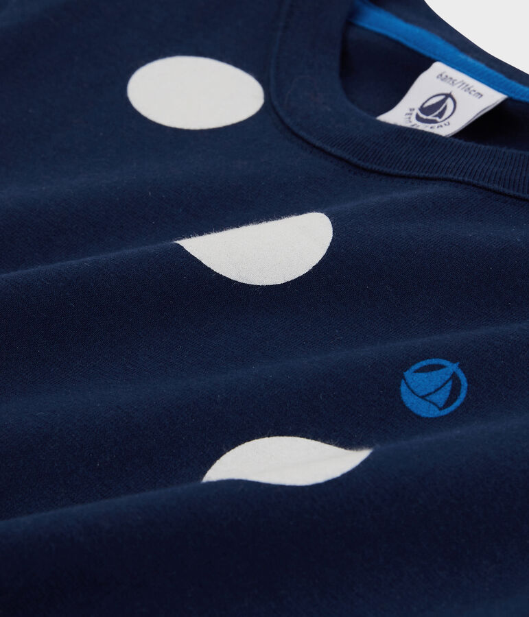 T-shirt  maniche corte in cotone bambino blu MEDIEVAL/bianco MARSHMALLOW