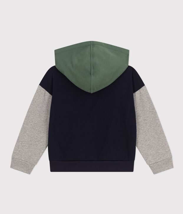 Felpa bambino con cappuccio in molleton blu/multicolore