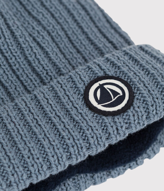 Berretto in maglia bambino foderato in pile riciclato blu