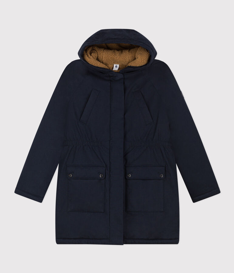 Parka foderato in sherpa per donna blu