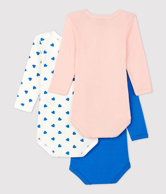 Confezione da 3 body con cuori blu a manica lunga variante 1