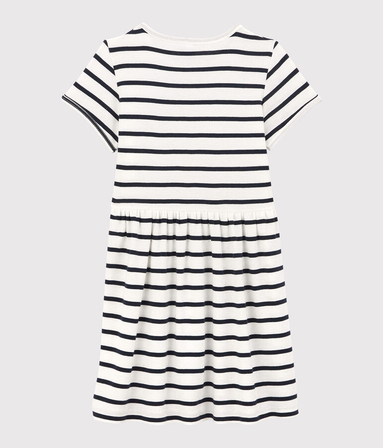 Abito a maniche corte in cotone bio bambina bianco MARSHMALLOW/blu SMOKING