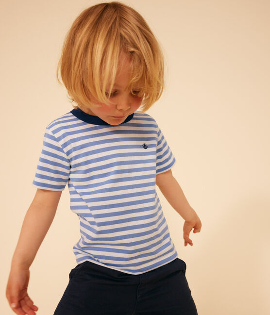T-shirt a righe in jersey leggero bambino GAULOISE/ MARSHMALLOW